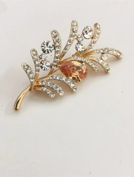 Cài Áo Zircon Hoa Cỏ Gold