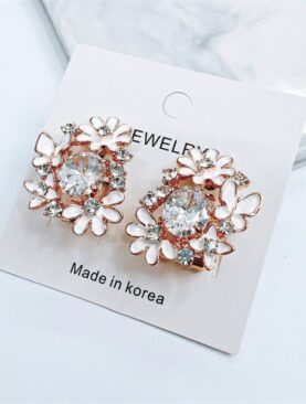 Bông bạc mạ vàng đá Zircon