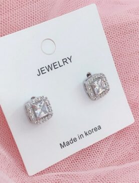 Bông Tai Đá Zircon Bạc